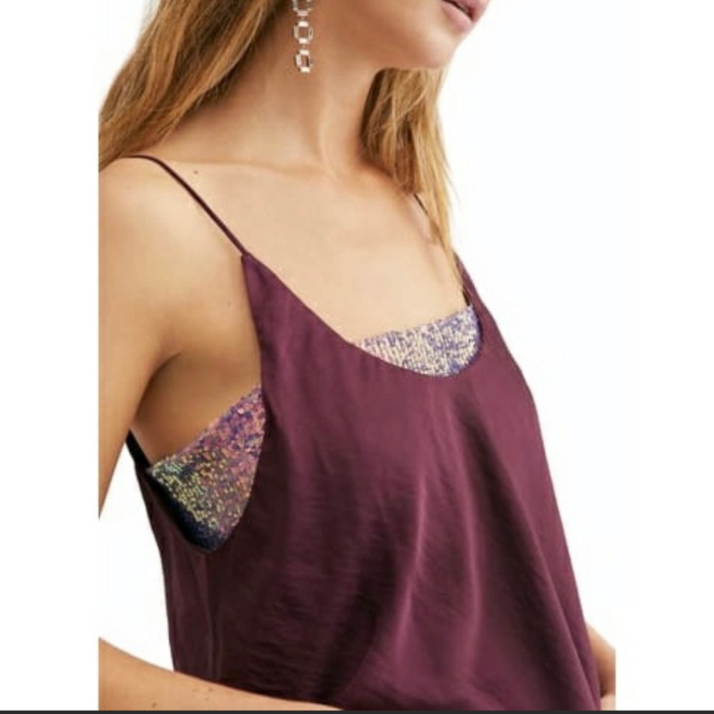 NWOT Free People Turn it On Sequin Beaded Camisole